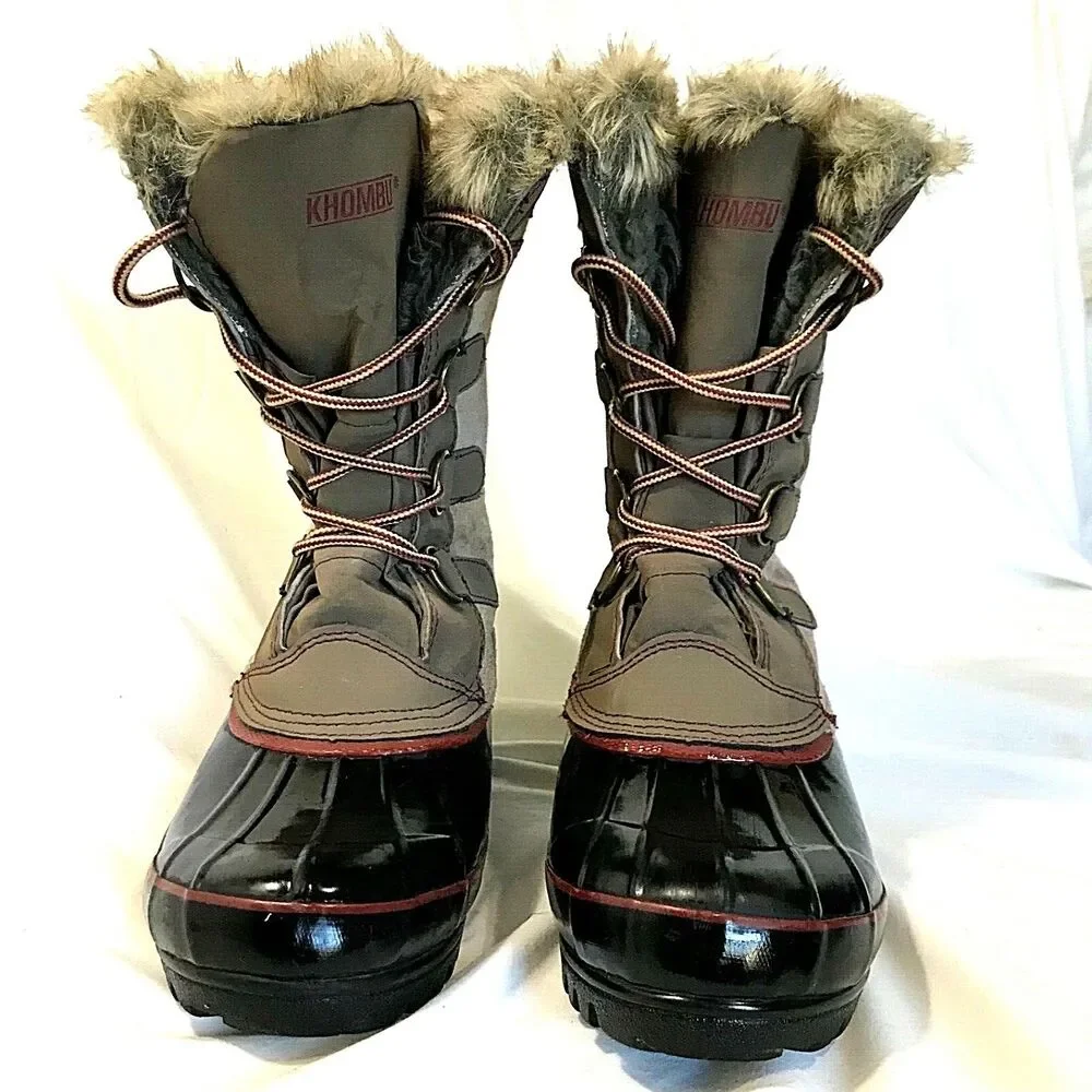 Khombu Suede Duck Boots North Star Leather Shearling Lined 7 Tan Snow Winter